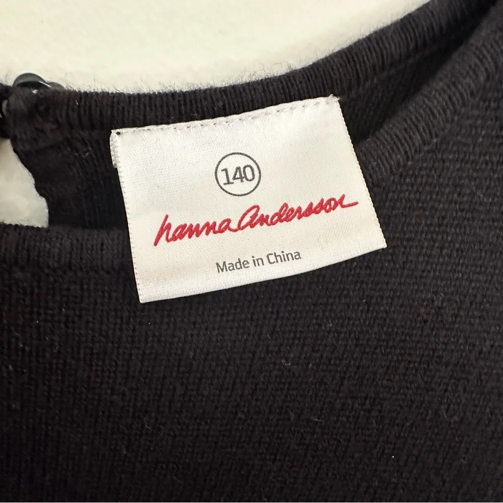 Hanna Andersson 100% Cotton Knit Sweater Dress Black & White  Girls size 10 Xmas